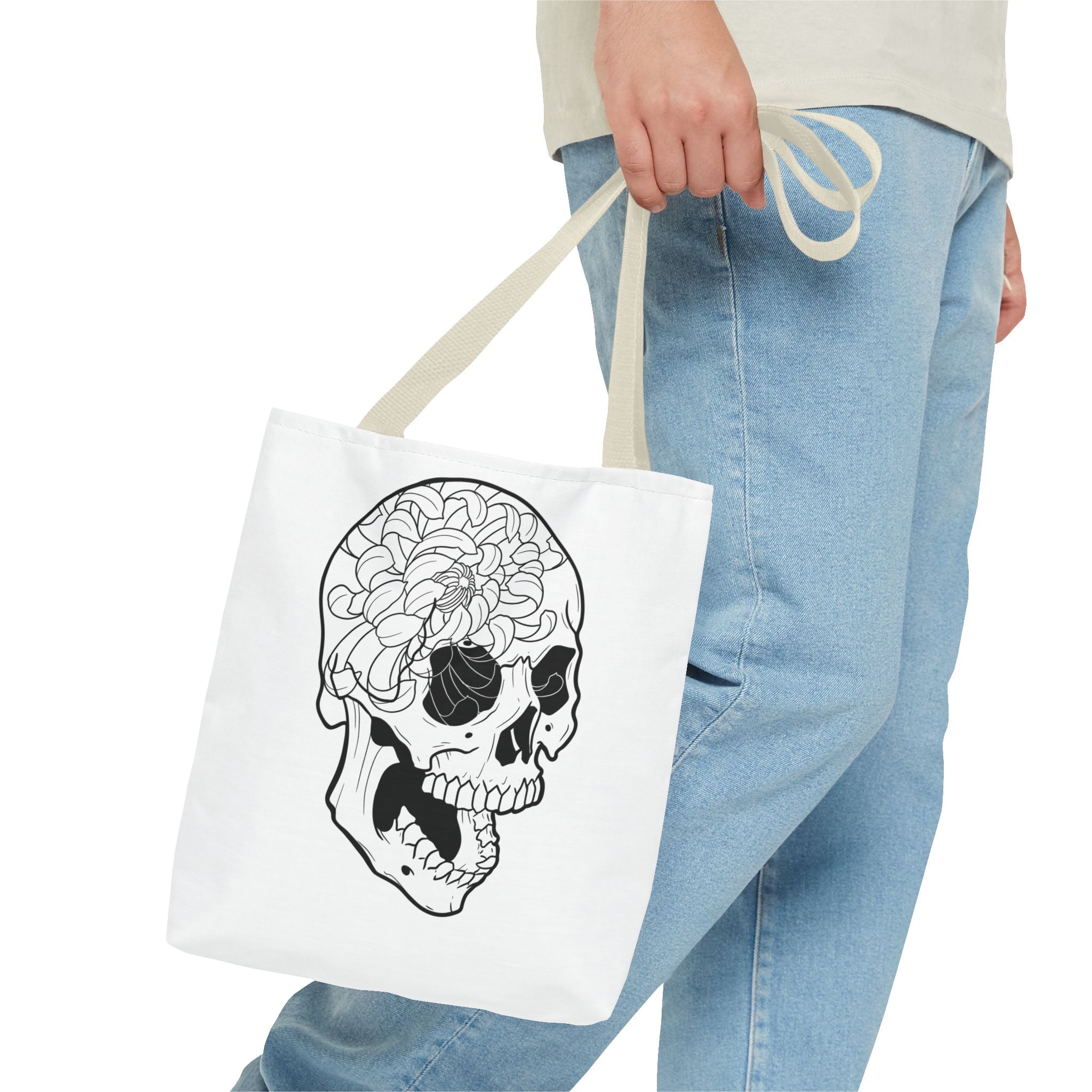 Floral Skull Tote Bag