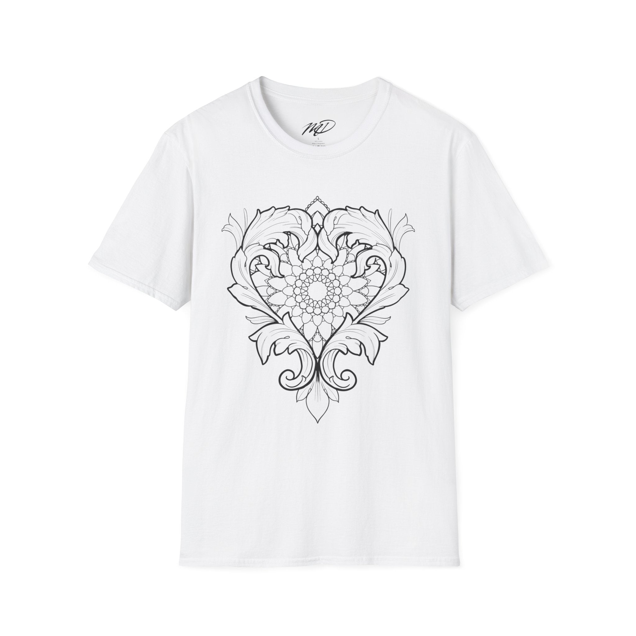 Filigree Heart Mandala Unisex Softstyle T-Shirt