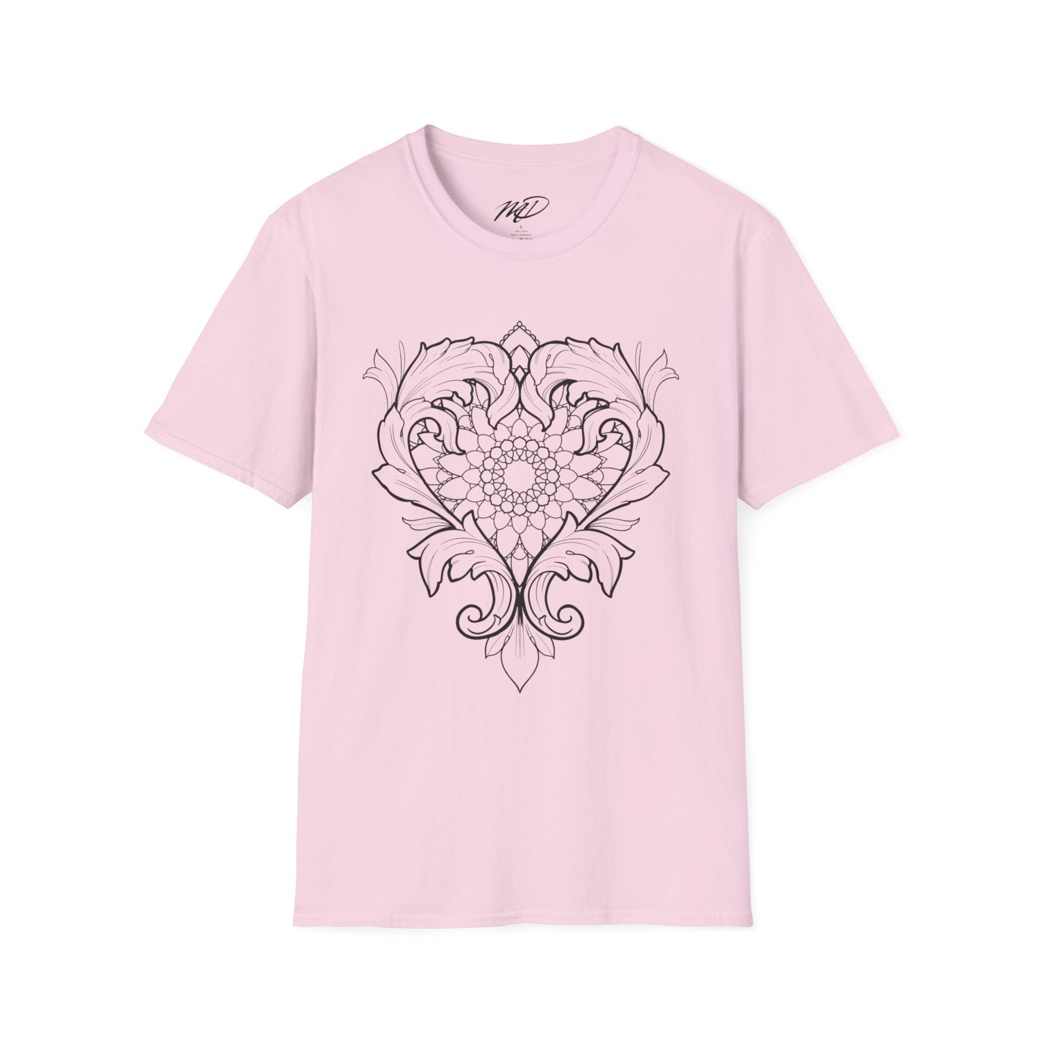 Filigree Heart Mandala Unisex Softstyle T-Shirt