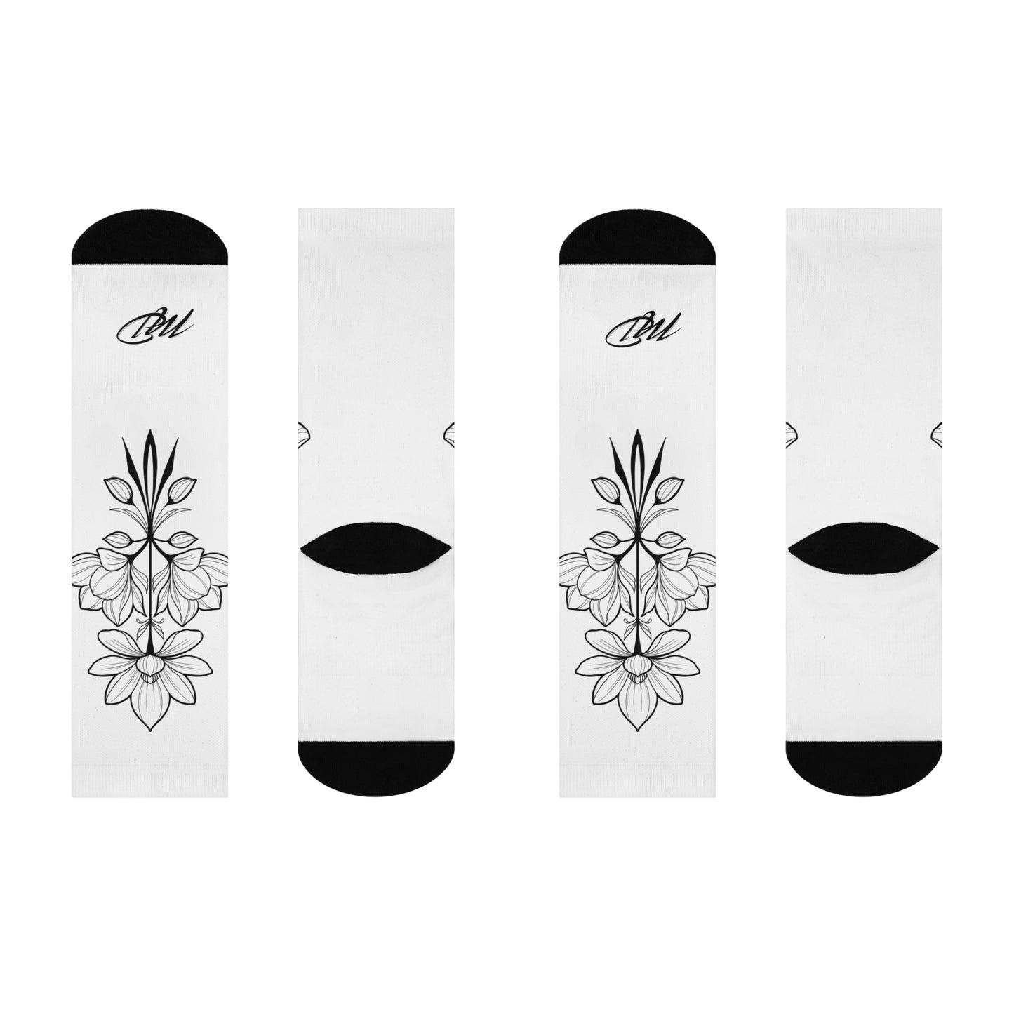 Floral Design Cushioned Crew Socks