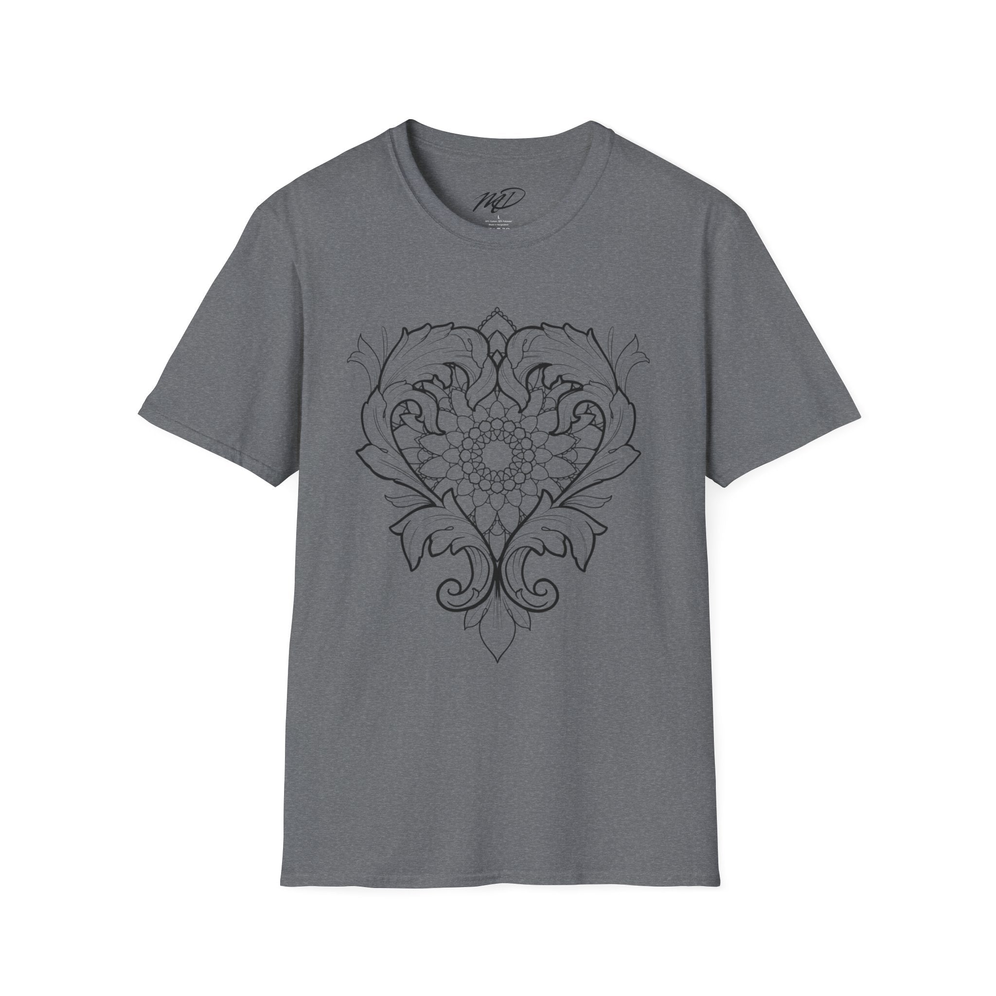 Filigree Heart Mandala Unisex Softstyle T-Shirt