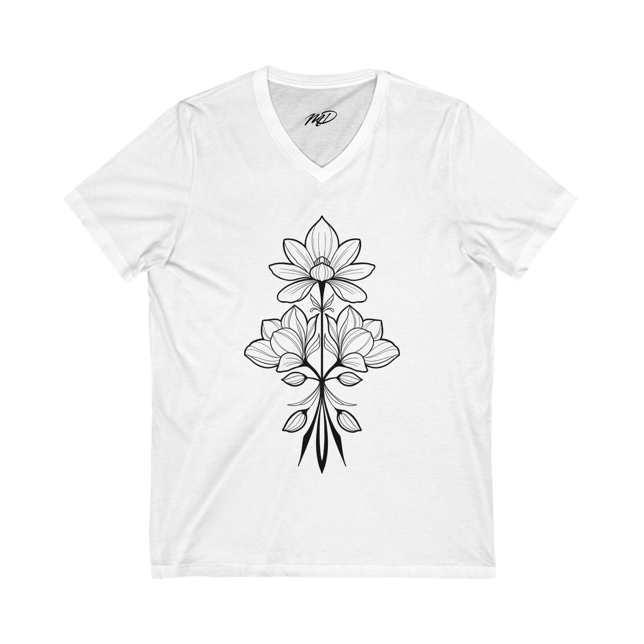 Floral Unisex Jersey Short Sleeve V-Neck Tee