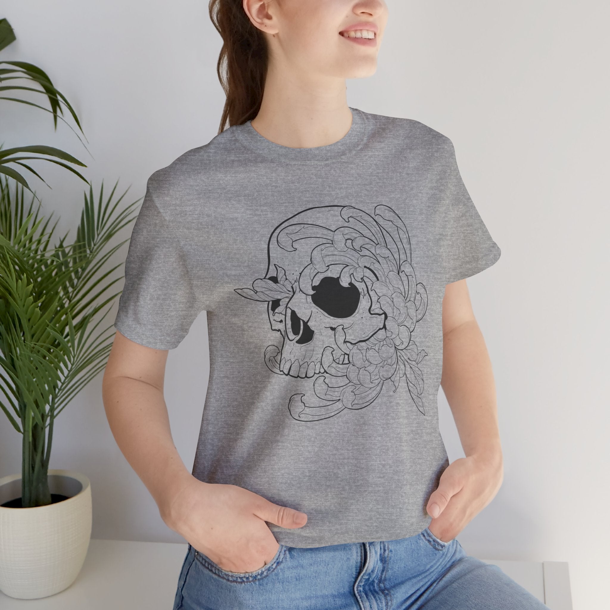 Floral Skull Jersey Short Sleeve Tee