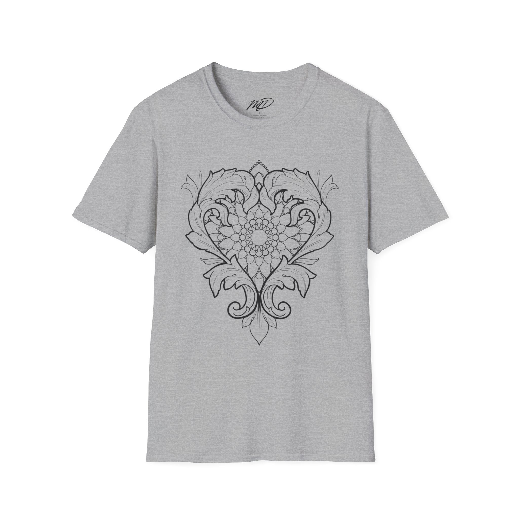 Filigree Heart Mandala Unisex Softstyle T-Shirt