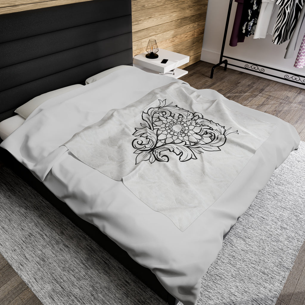 Filigree Heart and Mandala Velveteen Plush Blanket