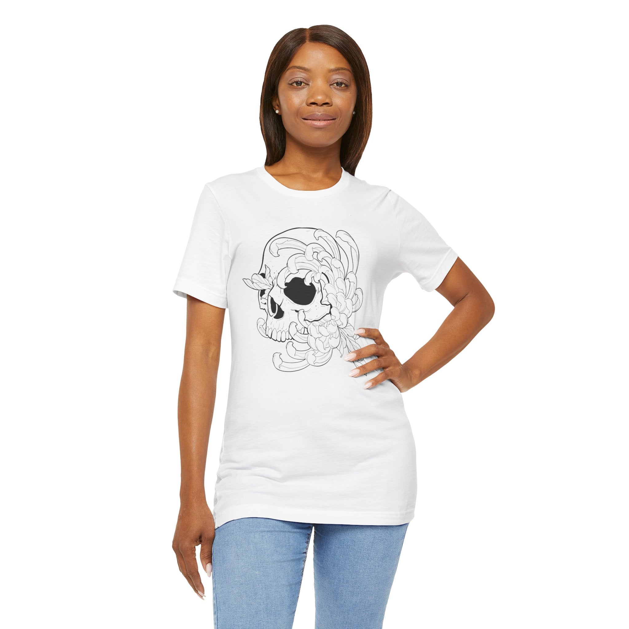 Floral Skull Jersey Short Sleeve Tee
