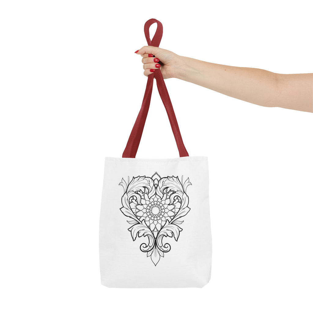 Filigree Heart Mandala Tote Bag