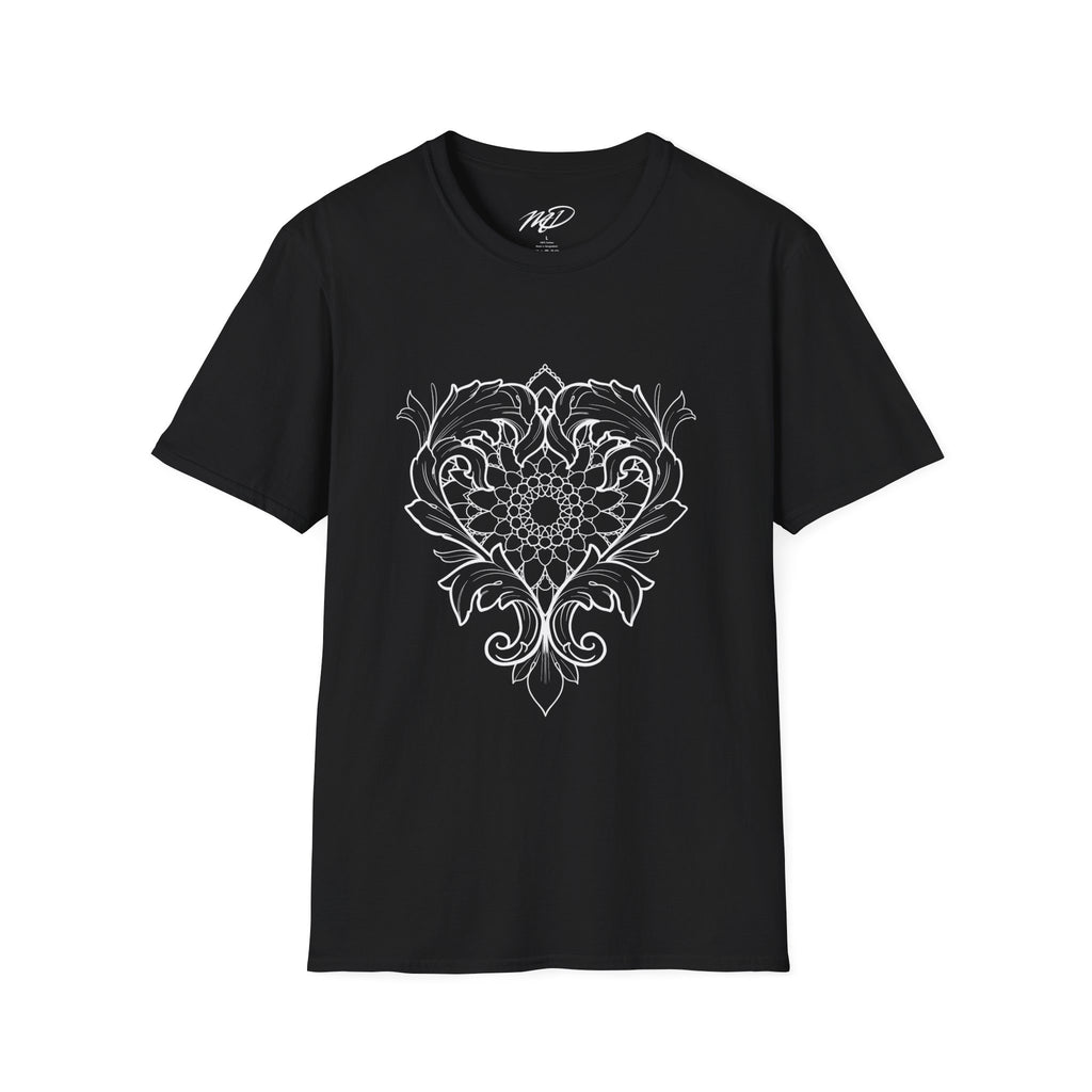 Filigree Heart Mandala Design Unisex Softstyle T-Shirt