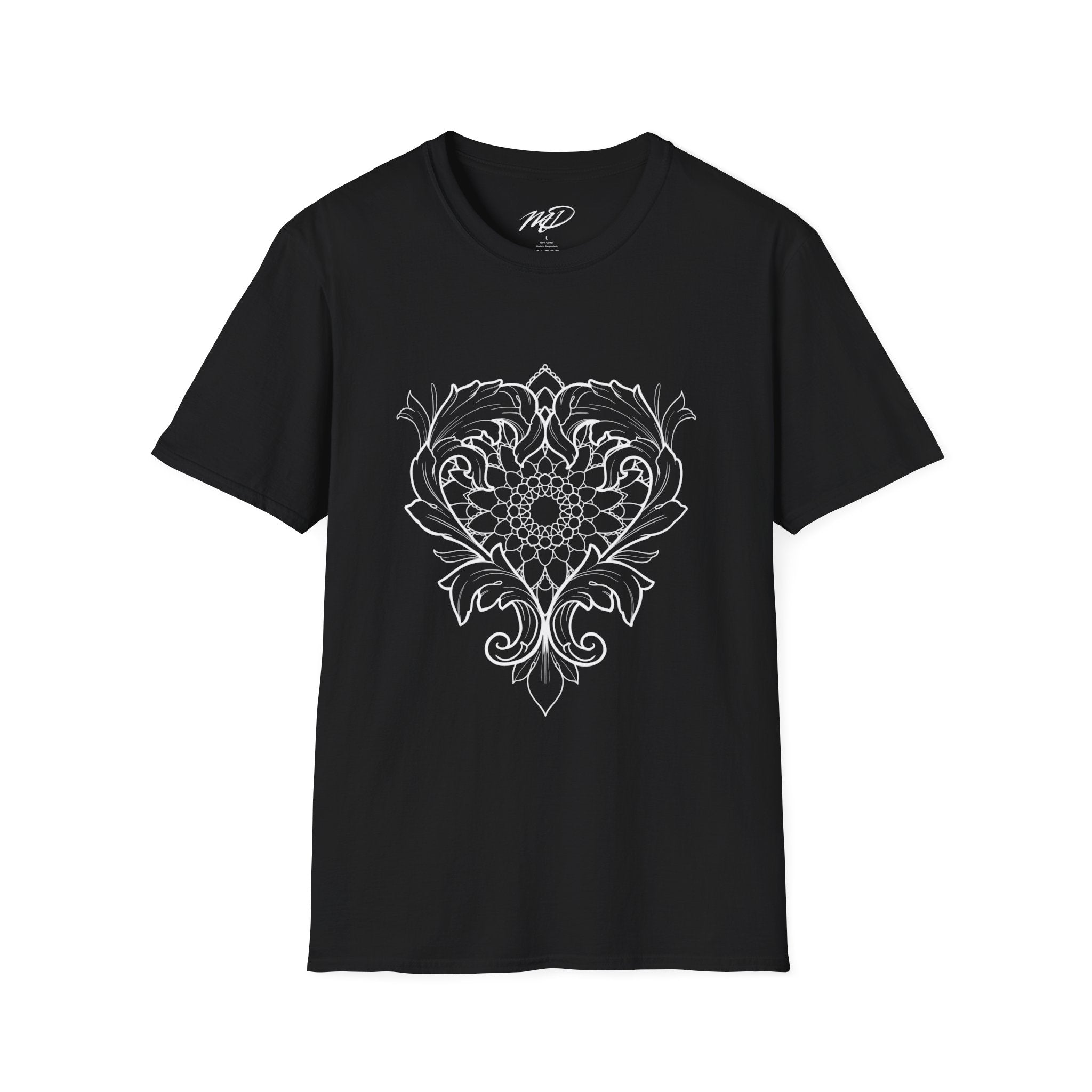 Filigree Heart Mandala Design Unisex Softstyle T-Shirt