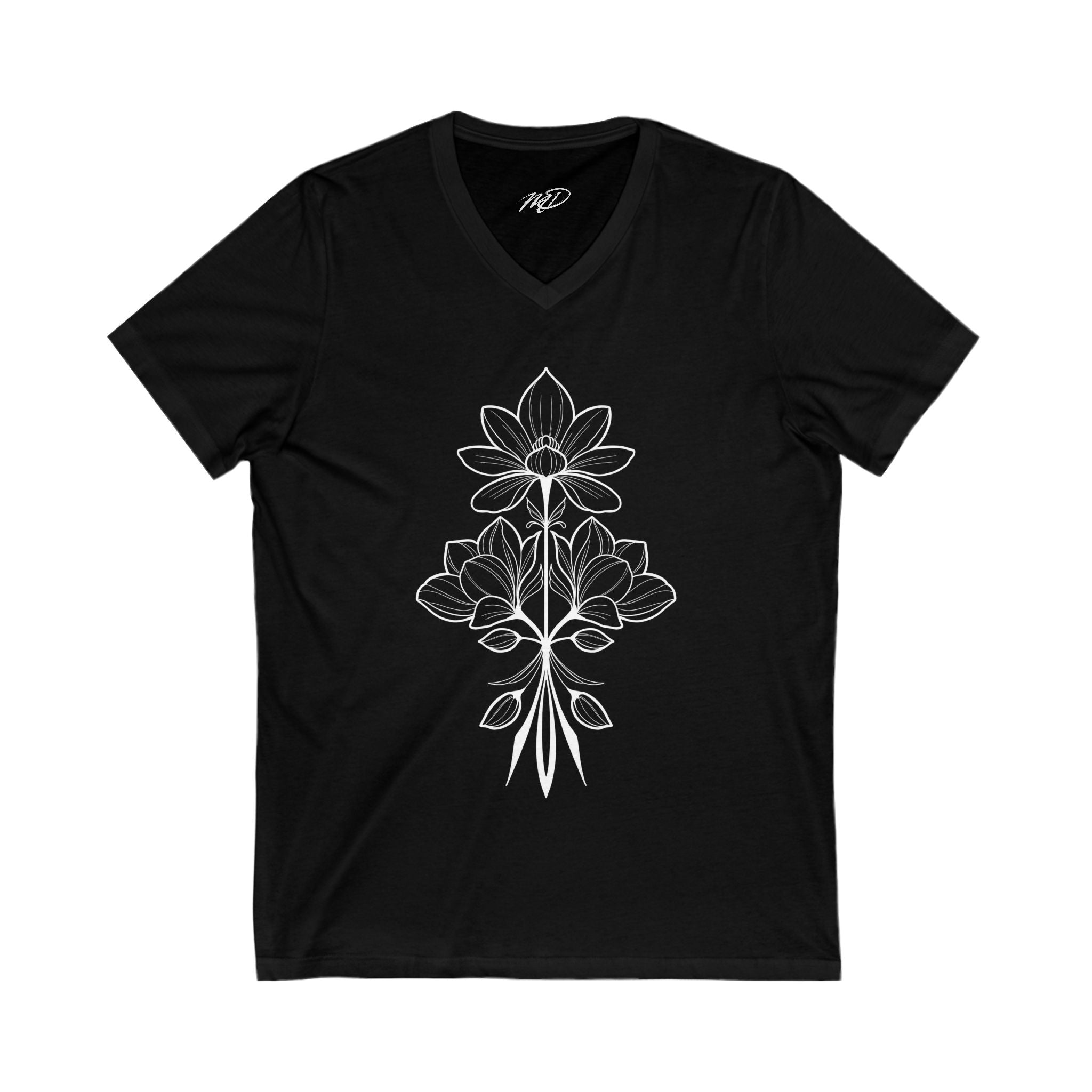 Floral Unisex Jersey Short Sleeve V-Neck Tee