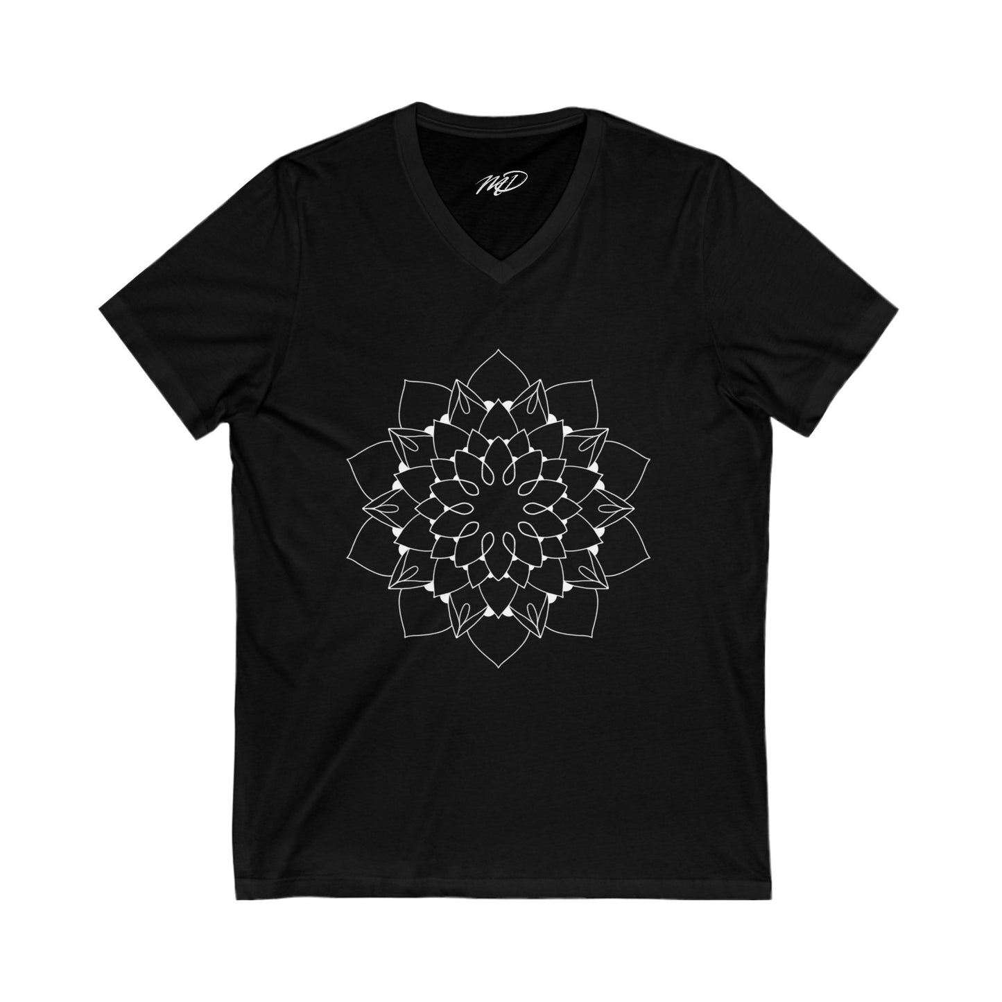 Black Vneck Mandala Jersey T-shirt