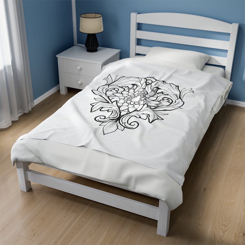 Filigree Heart and Mandala Velveteen Plush Blanket