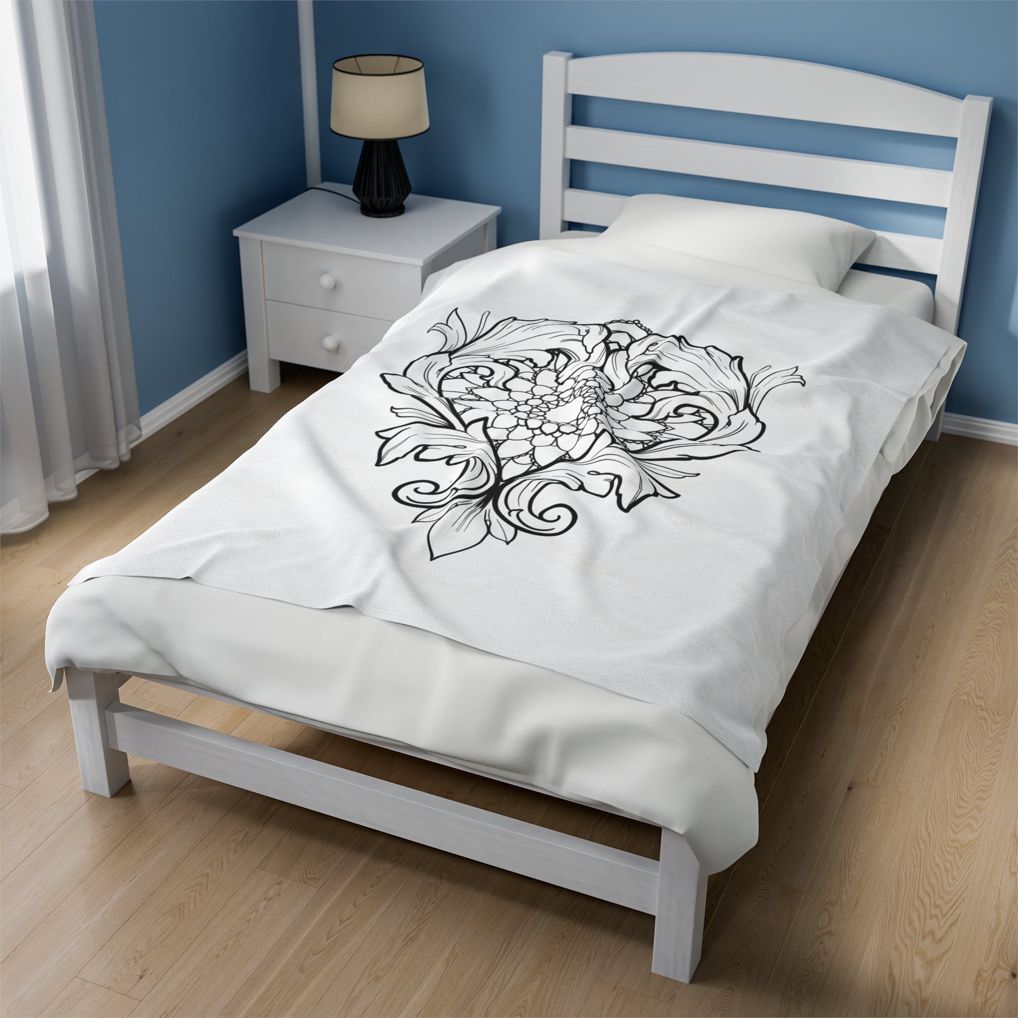 Filigree Heart and Mandala Velveteen Plush Blanket