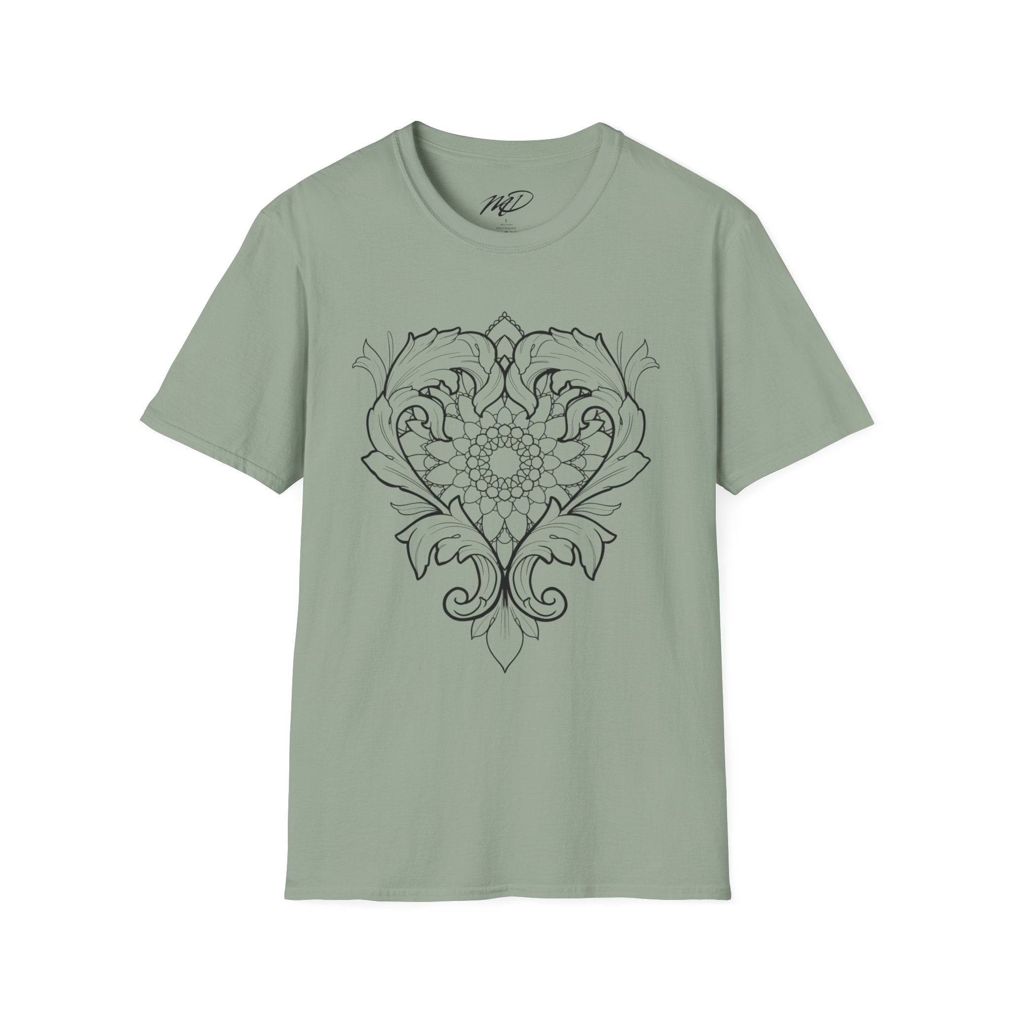 Filigree Heart Mandala Unisex Softstyle T-Shirt
