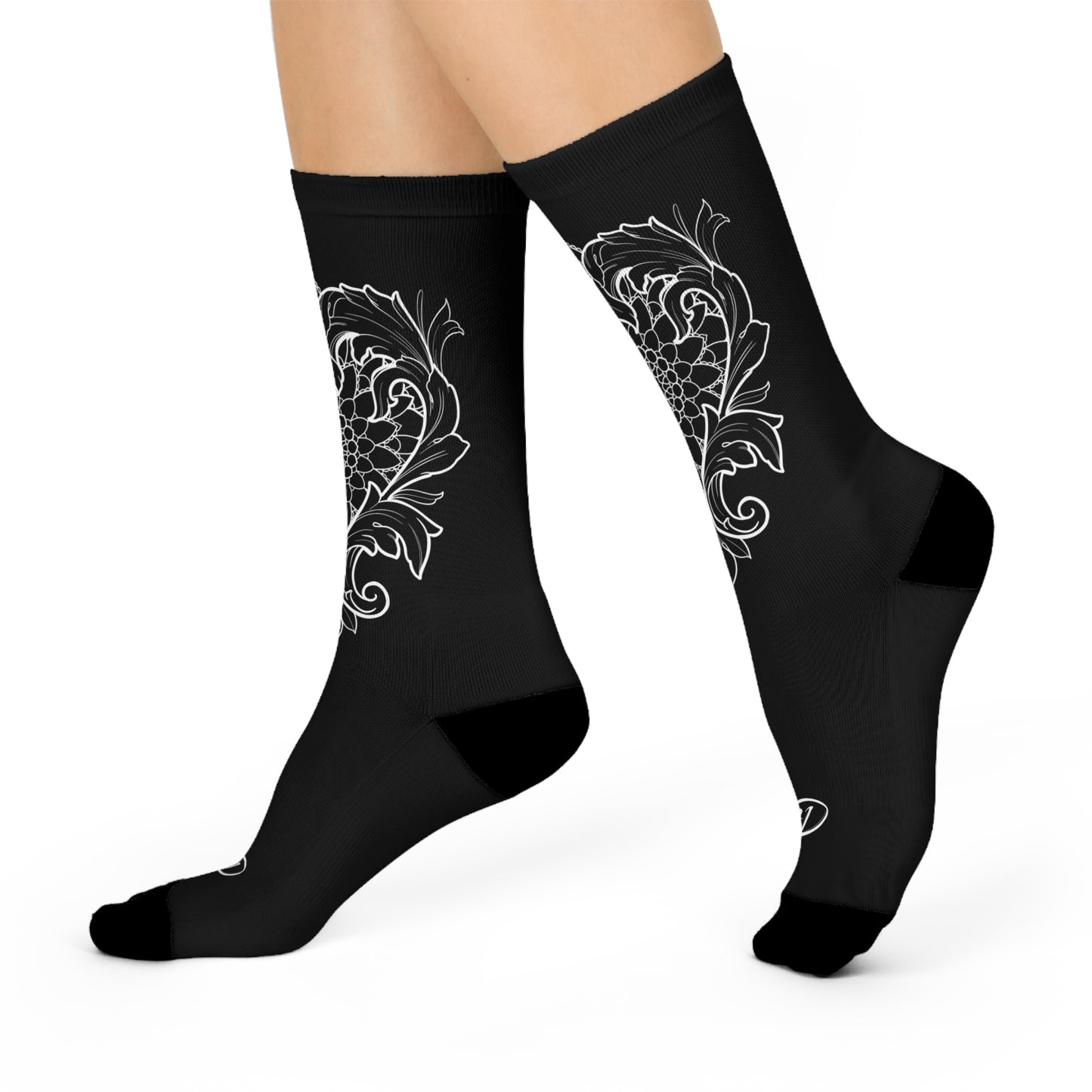 Filigree Heart Mandala Cushioned Crew Socks